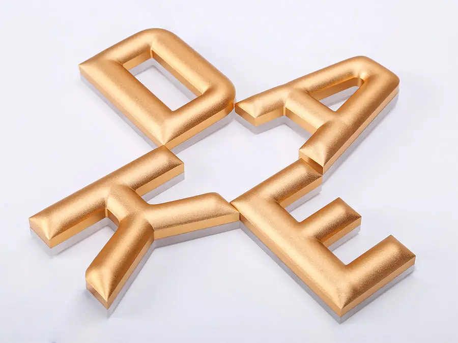 Precision-crafted brass edge-lit dimensional letters