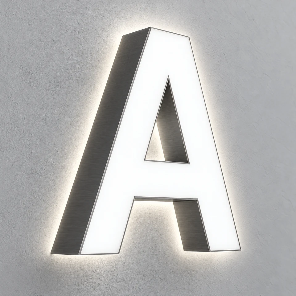 Fabricated Metal Letters Face & Halo-Lit
